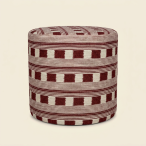 Firefly_recreate this green pouffe, but in the red version of the fabric. make sure its the e 322356