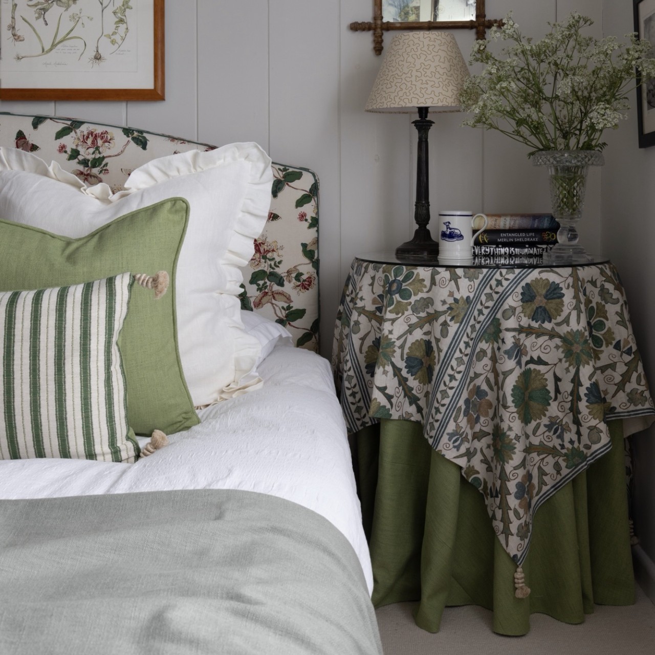 Basil x Suzani Skirted Table