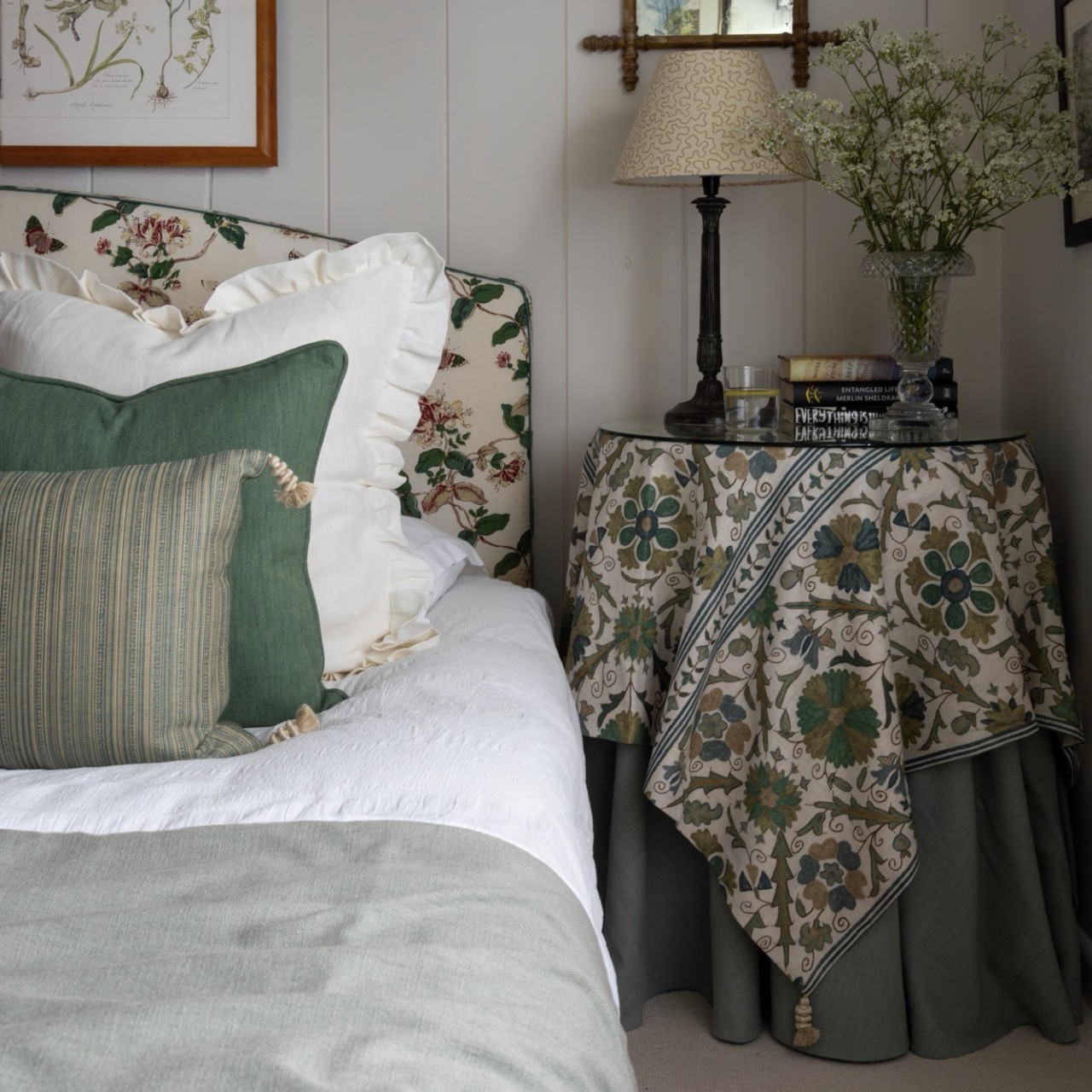 Celadon x Suzani Skirted Table